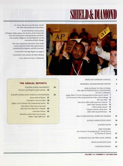Shield & Diamond, Vol. 115, No. 3, Table Of Contents
